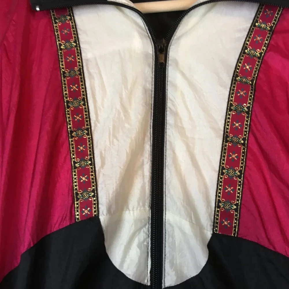 Vintage Windbreaker Jacket L Adult Colorblock 80s 90s Pink Black Nylon Lined